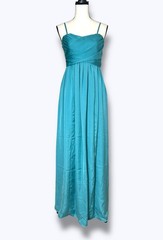 TEVOLIO Size 8 Teal Satin Gown PLEATED REMOVABLE STRAPS FORMAL