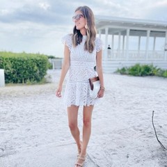 Womens Dress Small White Cocktail Party Boho Lace Bridal Cruise Semi Formal Hoco