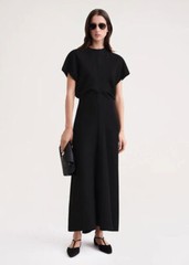Toteme Women Linen Blended Short Sleeve Slouch Waist Maxi Dress