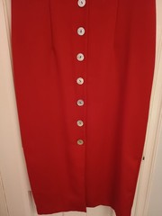 Vtg 70s Jolibel Canada Sailor Collar Maxi Button Dress Red white trim No Iron 12