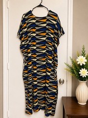 Handmade African Dera Kaftan Kenyan Dress Tie Dye One Size Multi Color