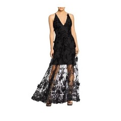 dress the population sidney black 3D floral lace appliqué formal gown medium