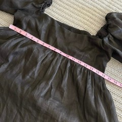 Dissh Black Puff Sleeve Smocked Linen Maxi Dress US 8 Wedding Minimalist