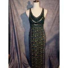 Angie Studded Embroidered Maxi Dress Boho Tribal Print Cross Back