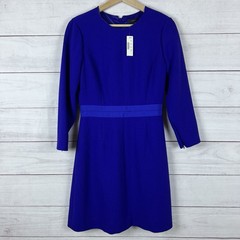 J. Crew Womens Long Sleeve Sheath Dress Sz 4 Cobalt Blue Wool Double Faced Crepe