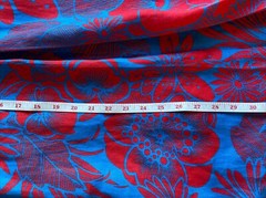 Ladies HOBBS Blue & Red Floral 100% Linen A Line Dress Summer Tie Waist Size 8