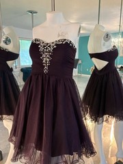 Dark Purple Plum Blonde Nites Size 7 Fun Mini Dress With Rhinestones Prom