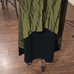 Green Black XL Solid Embroidered Round Neck Hi-Low Maxi Dress Dry Clean Only