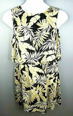 Elvi Sleeveless Dress Women&rsquo;s Size 10 Black Palm Leaf Pattern Keyhole Back NEW