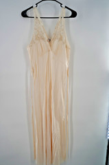 Vintage1930s 100% Pure Silk Hand-Embroidered Lace Shanghai Nightgown Ivory Sz 40