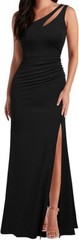 WOOSEA Women&rsquo;s One Shoulder Sleeveless Split Bodycon Mermaid Evening Dress SMALL