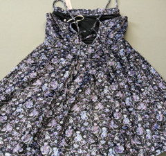 BCBGeneration Size SMALL Spaguetti Straps Black Velvet Floral Mini Dress NEW