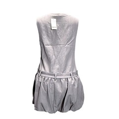 Bar lll Gray Sleeveless Drop Waist Bubble Hem Mini Dress with Belt Size Medium