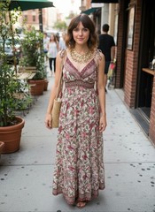 Maxi Dress Silk Manufactures Plum Tones Flowers V Neck Stretch Back One Size New