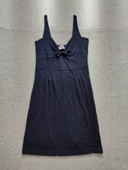 Free People Women Fit & Flare Dress S Navy Blue Floral Lace Sleeveless Cocktail