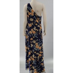 Lulus Elegant Admiration Maxi One Shoulder Dress XL Navy Floral Wedding Guest