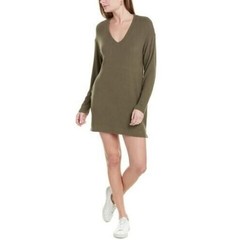 Socialite Women&rsquo;s V-Neck Dropped Shoulder Sweater Dress In Olive Medium $59