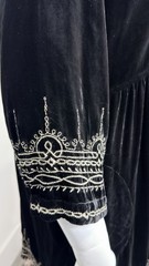 Johnny Was XL Black Silk Blend Velvet Embroidered Floral Boho Tunic Dress