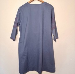 Asankhya Embroidered Cotton Kurta Tunic Dress Womens XXL Blue Boho 100% Cotton