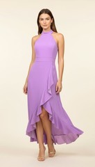 Merokeety Lilac Halter Neck Ruffle High Low Maxi Dress Size S