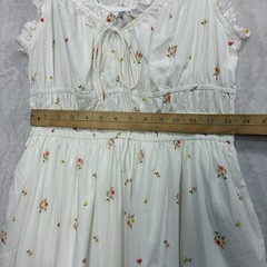 Old Navy Floral Smocked Waist Fit & Flare Midi Dress M Ruffle White Milkmaid