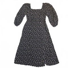 Sanctuary Artificial Bloom Black Floral Puff Sleeve Dress Size 6
