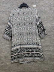 Tantrums Peasant Tassels Moroccan Dress Womens M Gray Black Multi 3/4 Sleeves