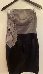 Jessica McClintock Black Gunmetal Gray Strapless Dress 10 Holiday Party