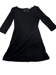 Ella Moss Dress Womens Medium Black Lace Back 3/4 Sleeve Fit & Flare Stretch