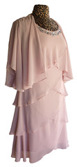 New Layered Look Embellished Neckline Special Occasion Dress W/ Shawl Sz. 14