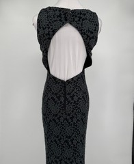 Alice + Olivia Gray Green Floral Lace High Neck Sleeveless Long Maxi Roxie Dress