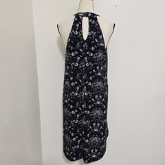 PINK ROSE size Large Sleeveless Floral Halter Dress Black