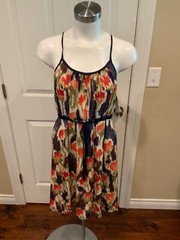 Moulinette Soeurs Blue & Pink Watercolor Floral Sleeveless Dress, Size 2