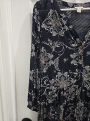 HINGE Navy Print Tunic Oversize Dress Please See Measurements Tag Says S EUC