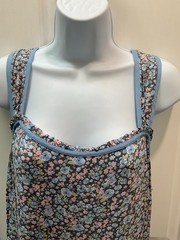 American Eagle Floral Lace Up Back Dress NWT XL Blue Corset Ruffle Mini Summer