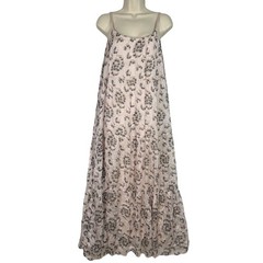 Elena Baldi Italy Pink Floral Silk Blend Maxi Dress Womens XL Boho Romantic