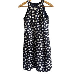 New! LOFT Factory Blue Polka Dot A-line Halter Dress Sleeveless Size 0 Pleated