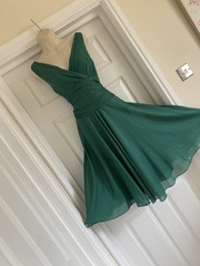 PRETTY MONSOON SIZE 8/10 BOTTLE GREEN FIT & FLARE FINE COTTON PARTY DRESS