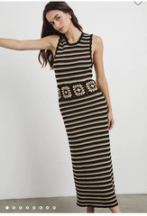 Rails Coco Crochet Knit Midi Dress Black Cream Brown XS