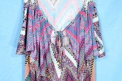 VERONICA M Stretch Knit GEOMETRIC/CHEVRON Sleeveless TIE BACK Maxi Dress Sz XS