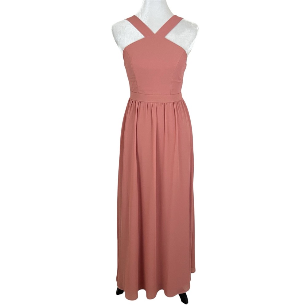 Lulus Light Pink/Coral Halter Neck Maxi Dress Size Small