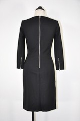 J CREW Black Jersey Structured Knit Silver Zipper Sheath Pencil Dress Women S M