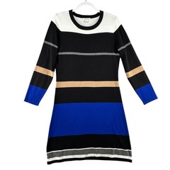 Luxxe Lane Colorblock Stripe Long Sleeve Sweater Dress Womens Size Large