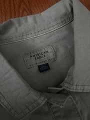 American Eagle Women&rsquo;s Gray Sleeveless Collared Button-Front Shirt Dress L/G