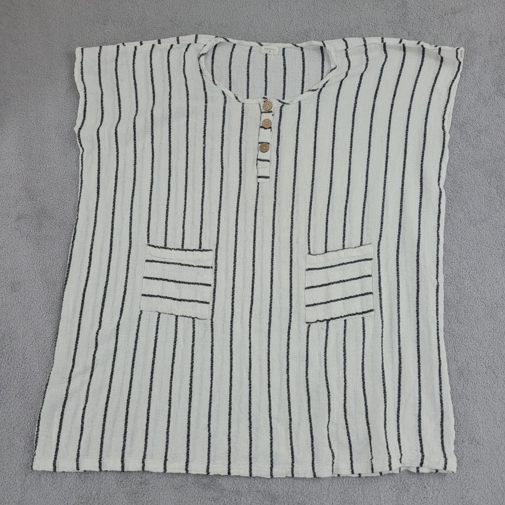 World Market Striped Cotton Tunic Dress Cap sleeve One size 28CT