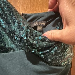 City Studio Green Sequin Fit & Flare Sweetheart Juniors Dress Size 13/14