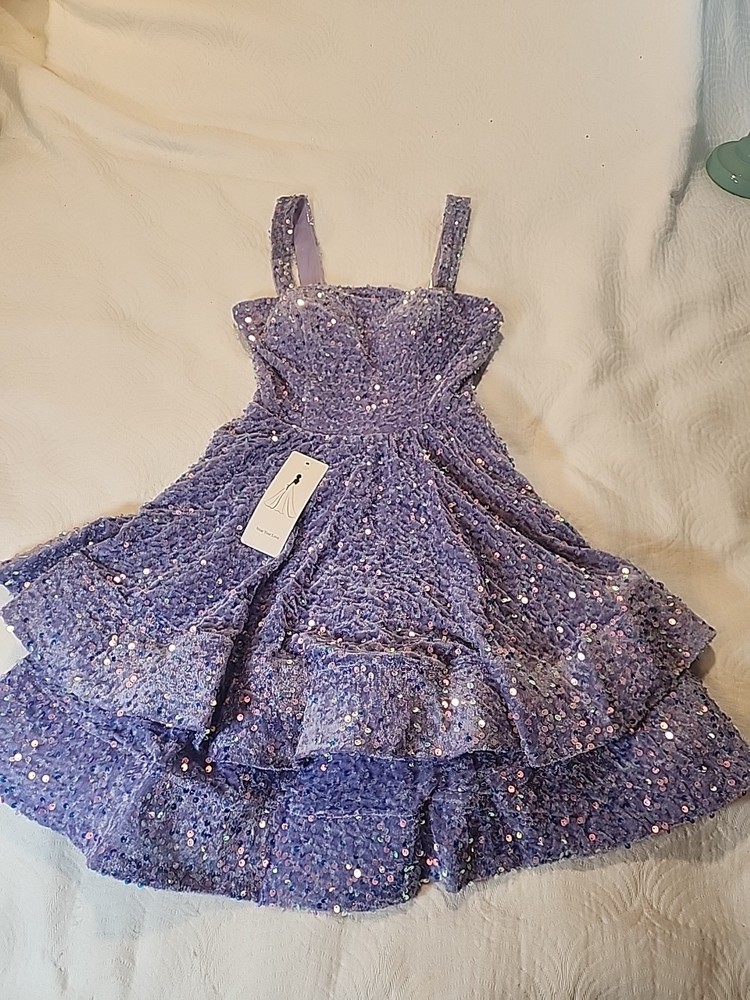 Wear Your Love Light Purple Layered A-Line Mini Dress Velvet With Sequins Prom