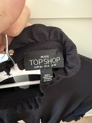 Top Shop black dress size 12 petite smart work party long sleeve ruffle puff