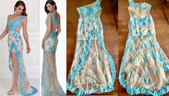 Fabuluxe One Shoulder Sheer Back Overlay Dress Tulle/Lace Detail Junior XL
