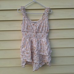 Womens Floral Athletic Golf Dress Size L Tennis Pickleball Romper Tiered Empire